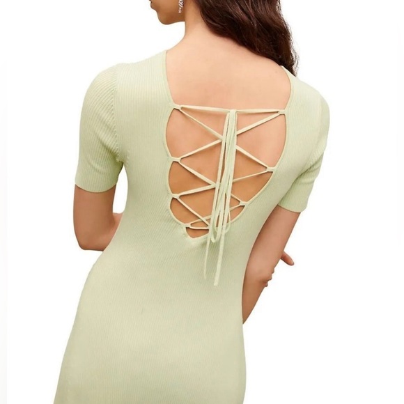 Nwt 💚 $415 Maje Rib-knitted Scoopback MIDI Dress SO GOOD - Picture 2 of 2